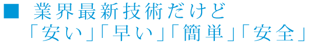 業界最新技術だけど「安い」「早い」「簡単」「安全」